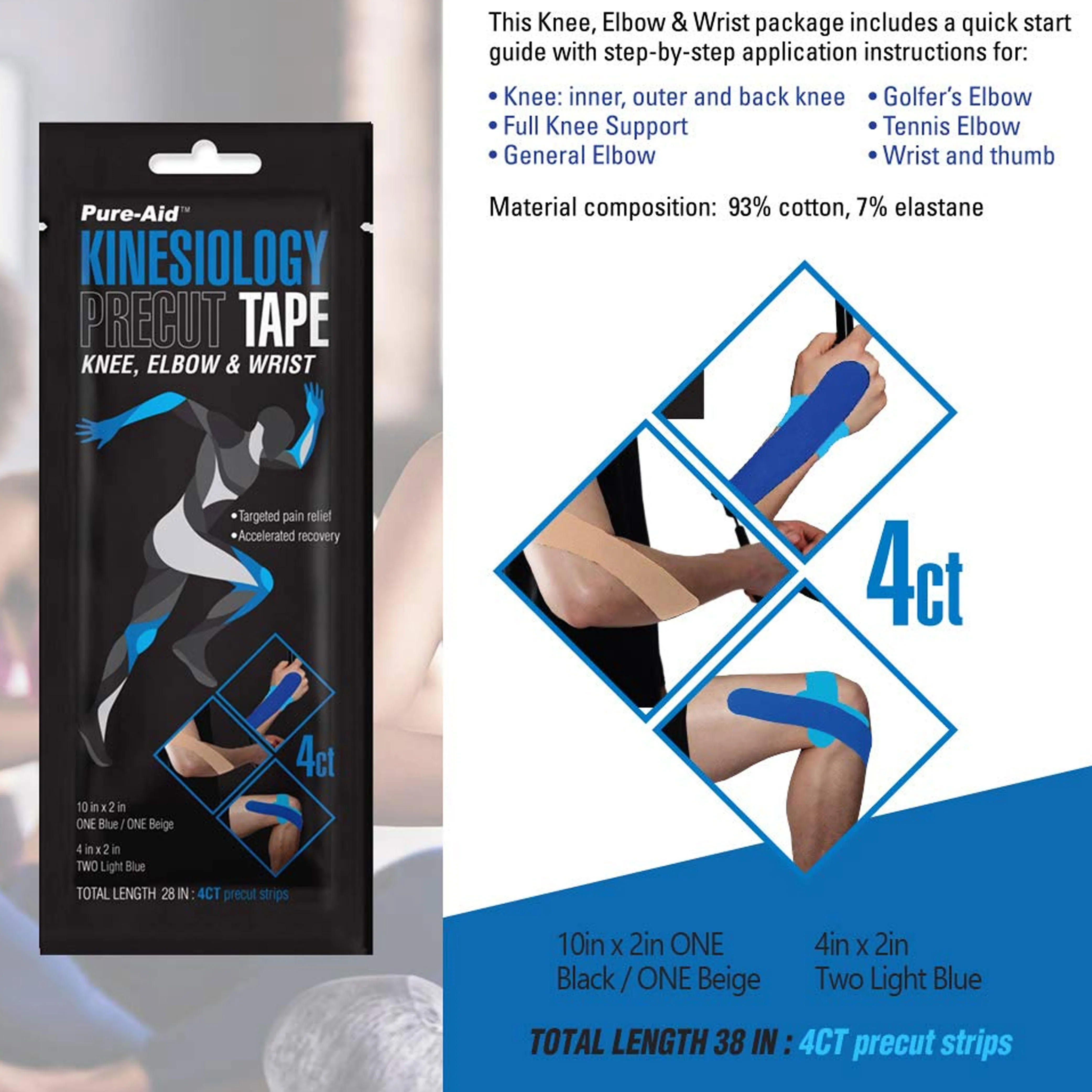 14 Ct Precut Strips Elastic Kinesiology Tape Muscle Running Sports Therapeutic
