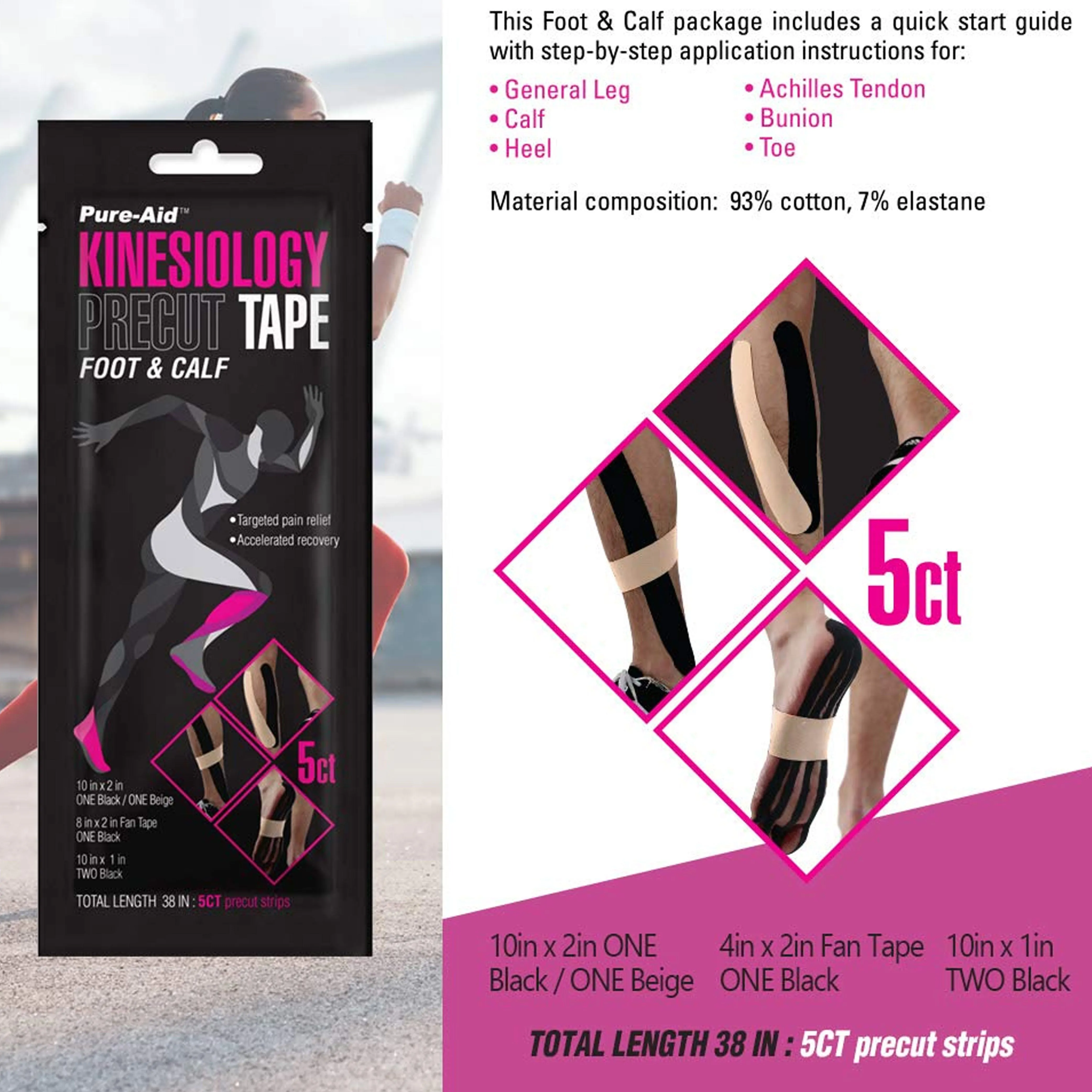 14 Ct Precut Strips Elastic Kinesiology Tape Muscle Running Sports Therapeutic