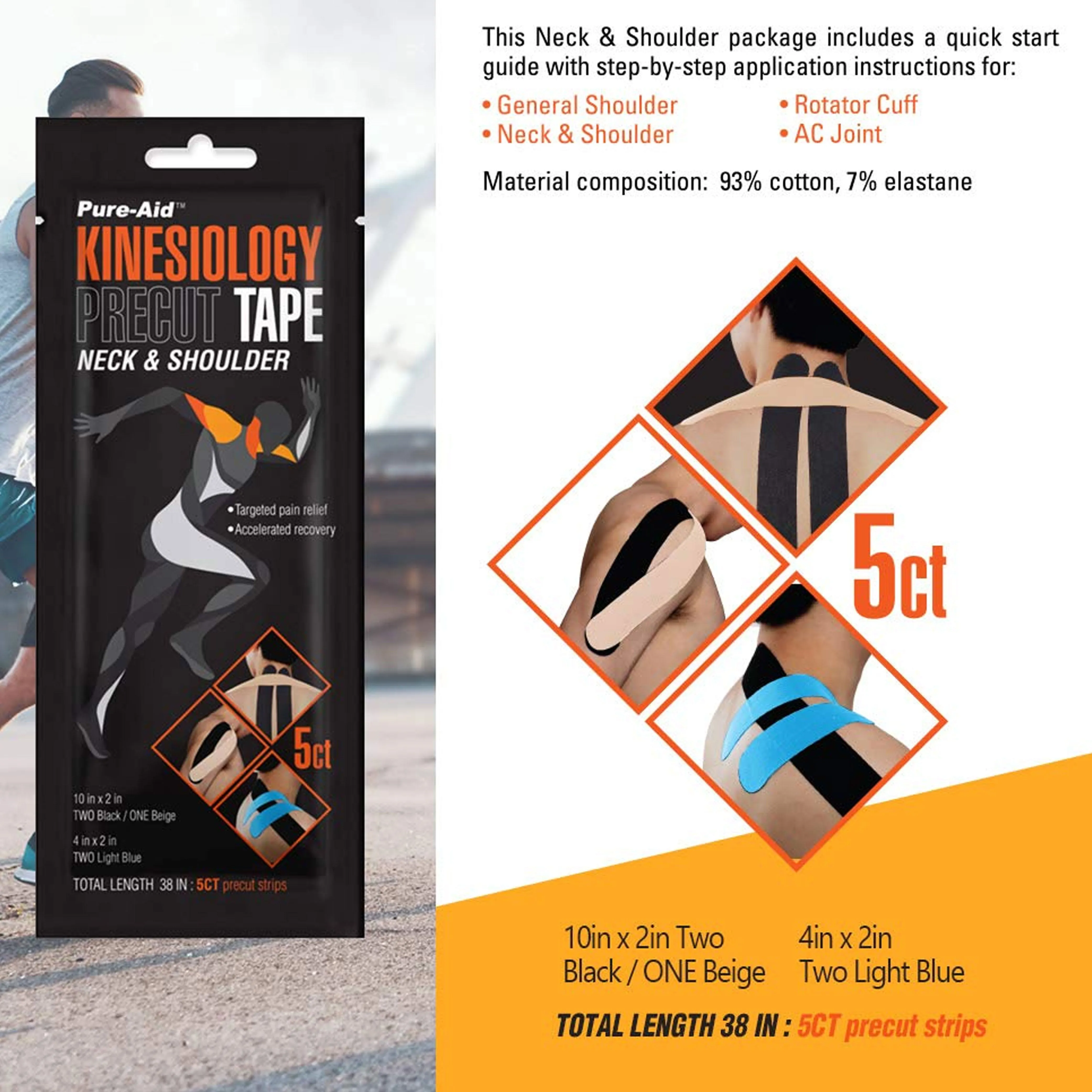14 Ct Precut Strips Elastic Kinesiology Tape Muscle Running Sports Therapeutic