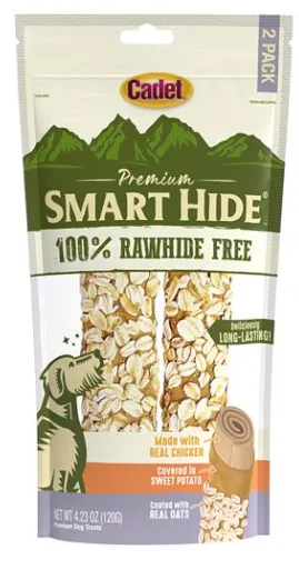 2 PK. SMART HIDE DOG CHEWS COATED IN OATS - MEDIUM/LARGE