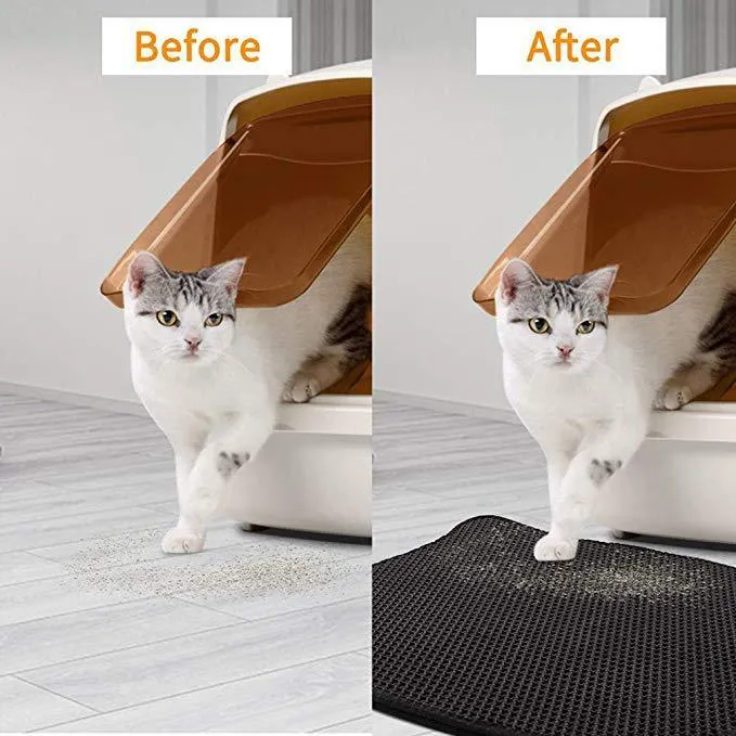 2 x Double Layer Cat Litter Tray Trap Mat | Catch Cat Litter | House Box Pad Toilet Mat
