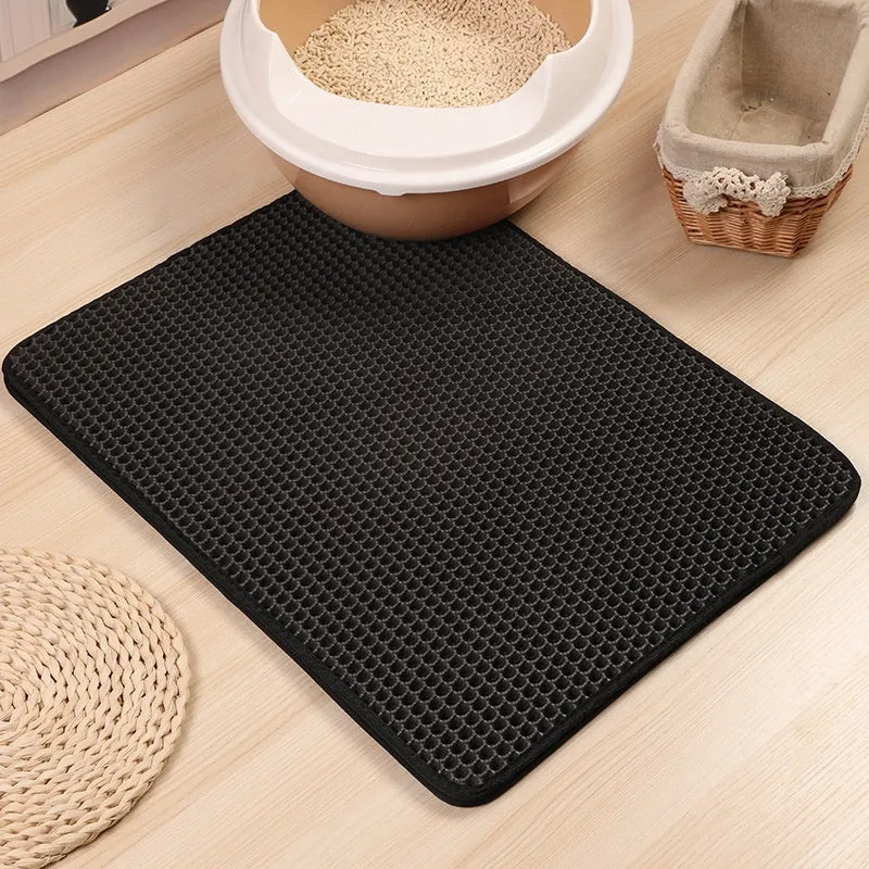2 x Double Layer Cat Litter Tray Trap Mat | Catch Cat Litter | House Box Pad Toilet Mat
