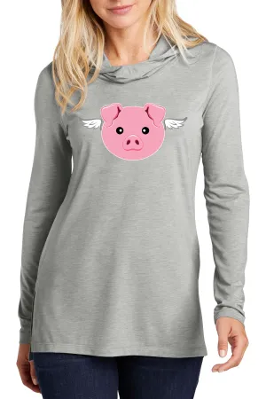 3111 - "When Pigs Fly" Lightweight Unisex Hoodie - Heather Grey