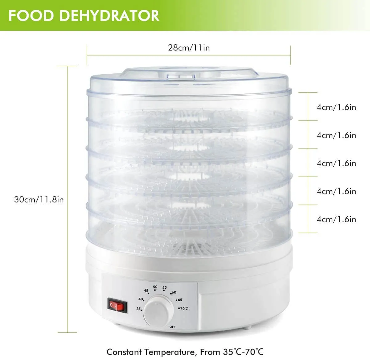 5-Layer Portable Electric Food Dehydrator Machine with Adjustable Thermostat