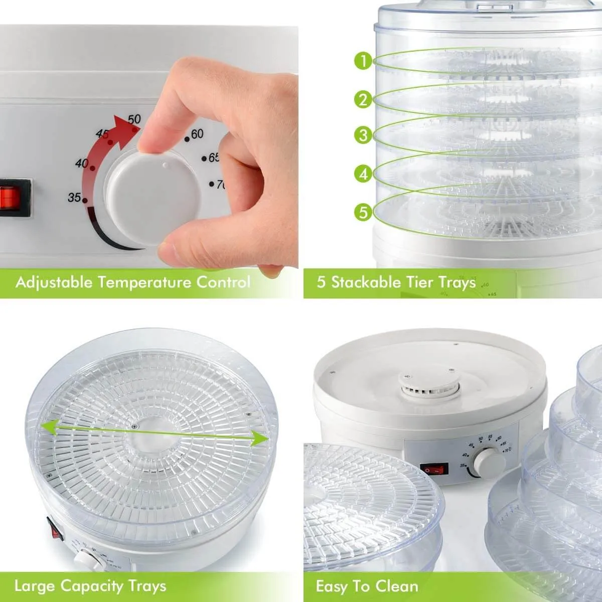 5-Layer Portable Electric Food Dehydrator Machine with Adjustable Thermostat