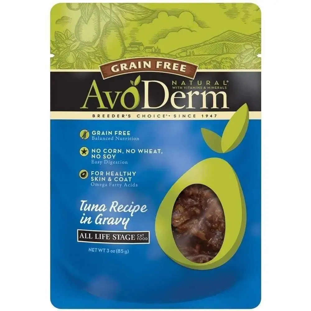 AvoDerm Grain Free tuna Recipe in Gravy Wet Cat Food Pouch 24ea/3oz
