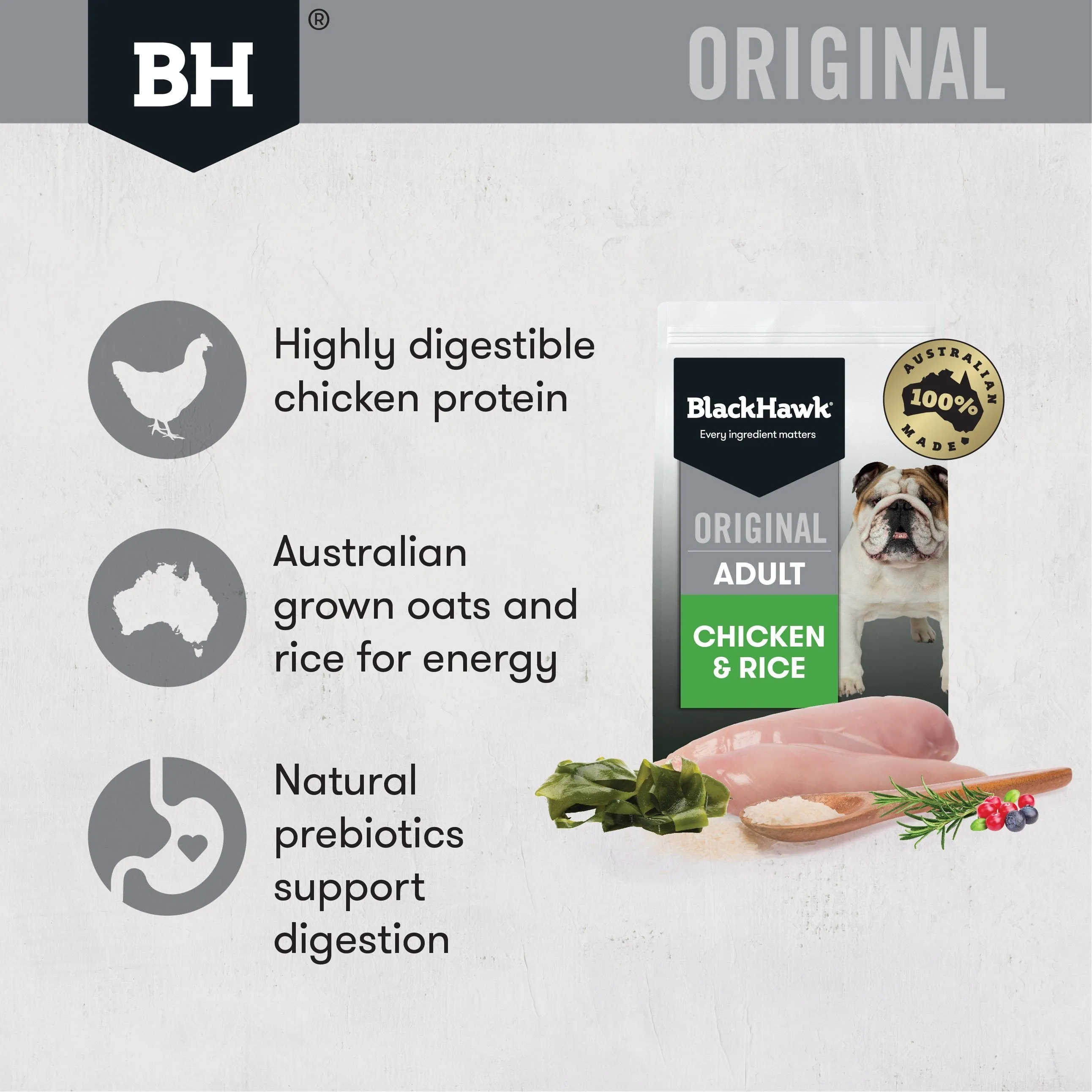 Black Hawk Original Chicken and Rice Dry Dog Food 20kg^^^