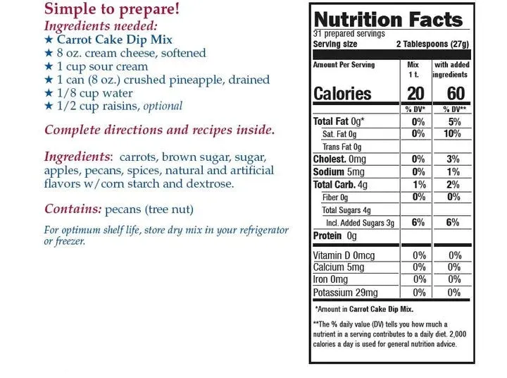 Carrot Cake Dip Mix