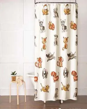 Dogs and Cats Fabric Shower Curtain