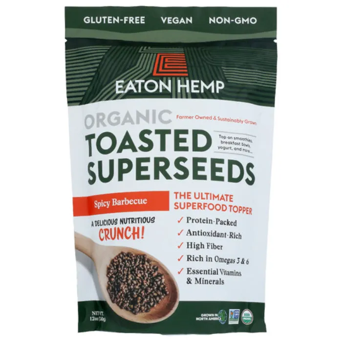 Eaton Hemp - Seeds, Organic Toasted Spicy BBQ, 12 OZ - Pack of 8