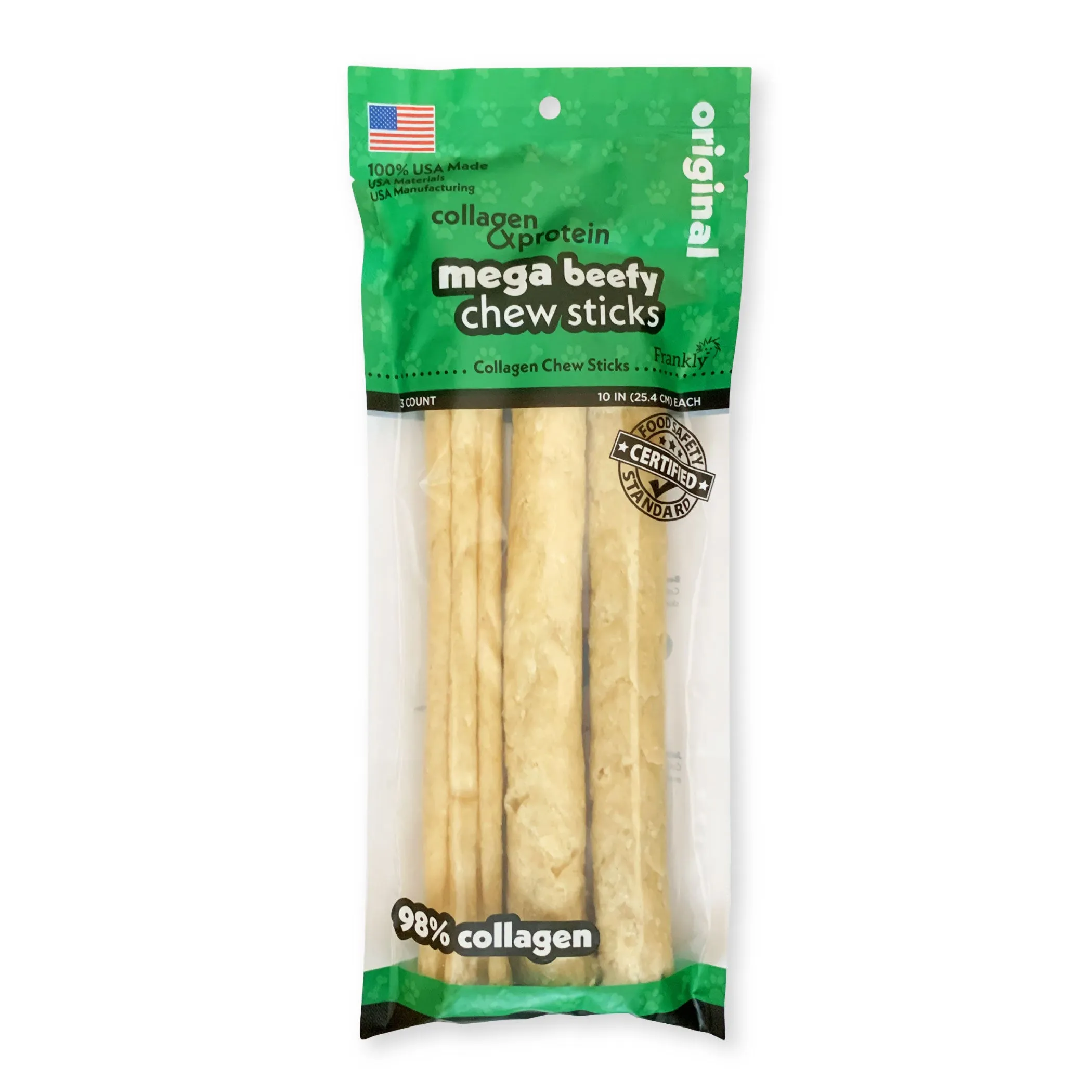 Frankly Pet Premium USA Beefy Sticks Collagen Dog Chew, Original