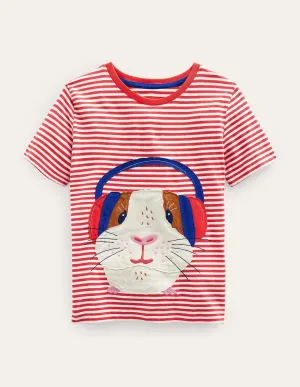 Funny Appliqué T-shirt-Jam/Ivory Guinea Pig