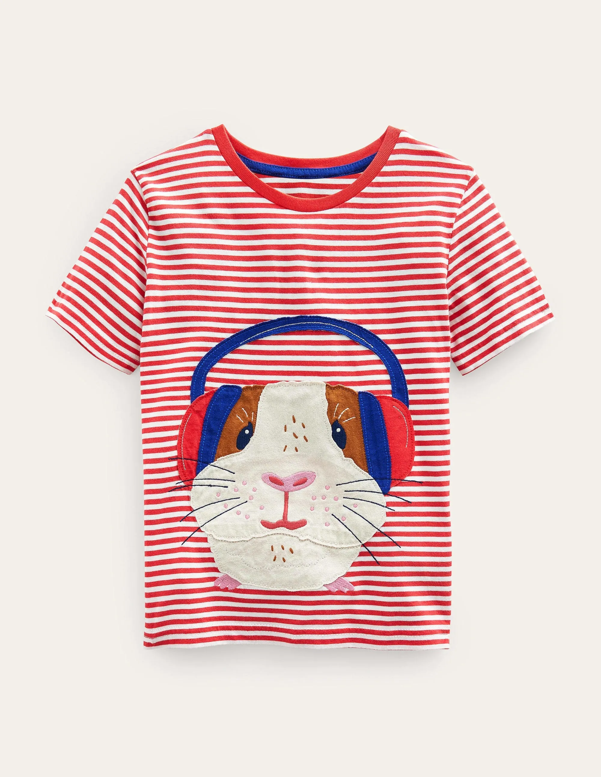 Funny Appliqué T-shirt-Jam/Ivory Guinea Pig