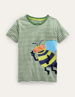 Funny Appliqué T-shirt-Safari/Ivory Bee