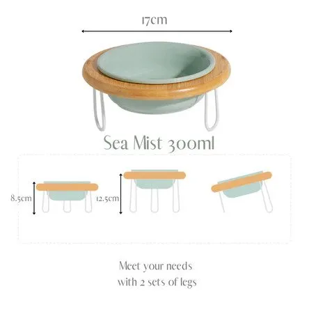 FurBub Ceramic Bowl with Bamboo Stand