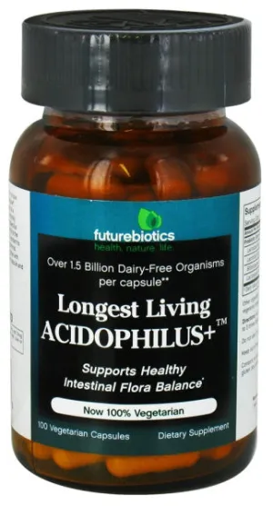 FUTUREBIOTICS - Longest Living Acidophilus Plus - 100 Vegetarian Capsules