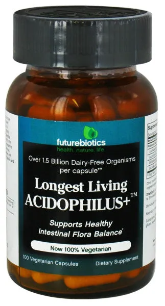 FUTUREBIOTICS - Longest Living Acidophilus Plus - 100 Vegetarian Capsules