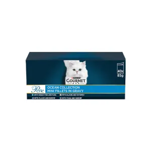 Gourmet Perle Ocean Collection Mini Fillets in Gravy 40 x 85g Wet Cat Food
