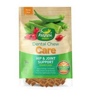 Happi Doggy Dental Chew Care Hard Chew Hip & Joint Support Rosehip & Okra Petite 150g