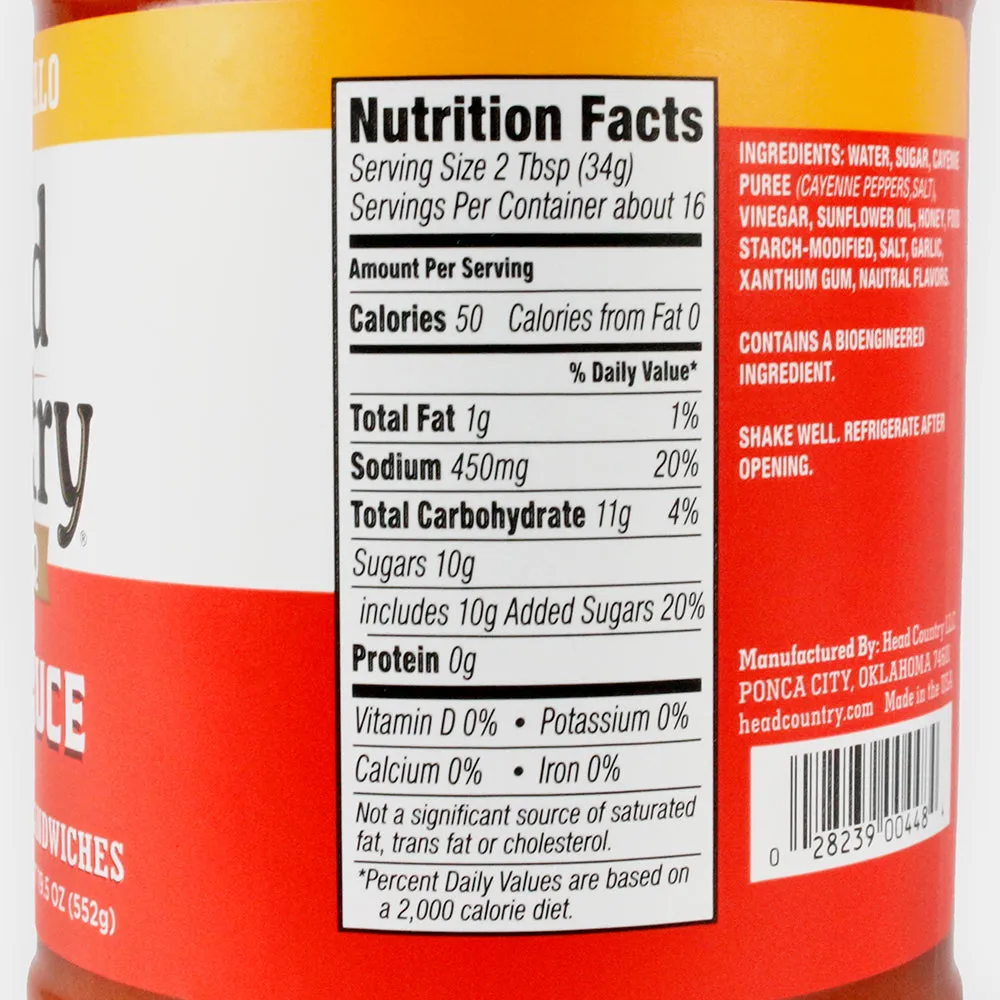 Head Country Wing Sauce Honey Buffalo 19.5 oz Gluten Free