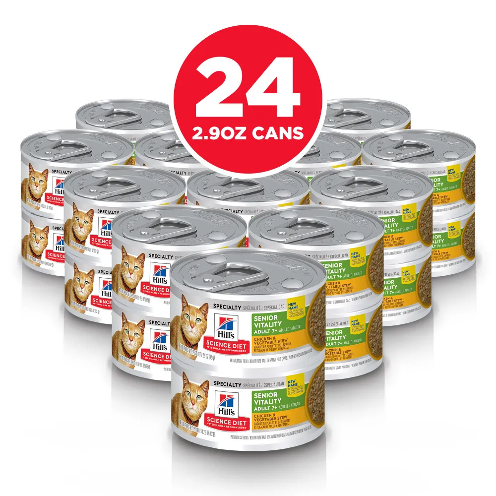Hill's Science Diet Senior Vitality Adult 7  Chicken & Vegetable Stew Canned Cat Food