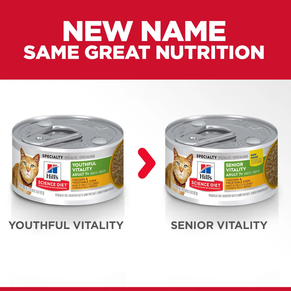 Hill's Science Diet Senior Vitality Adult 7  Chicken & Vegetable Stew Canned Cat Food