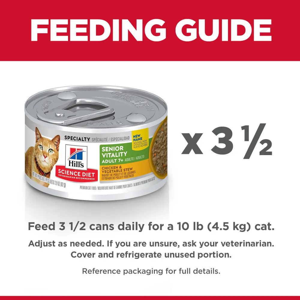 Hill's Science Diet Senior Vitality Adult 7  Chicken & Vegetable Stew Canned Cat Food