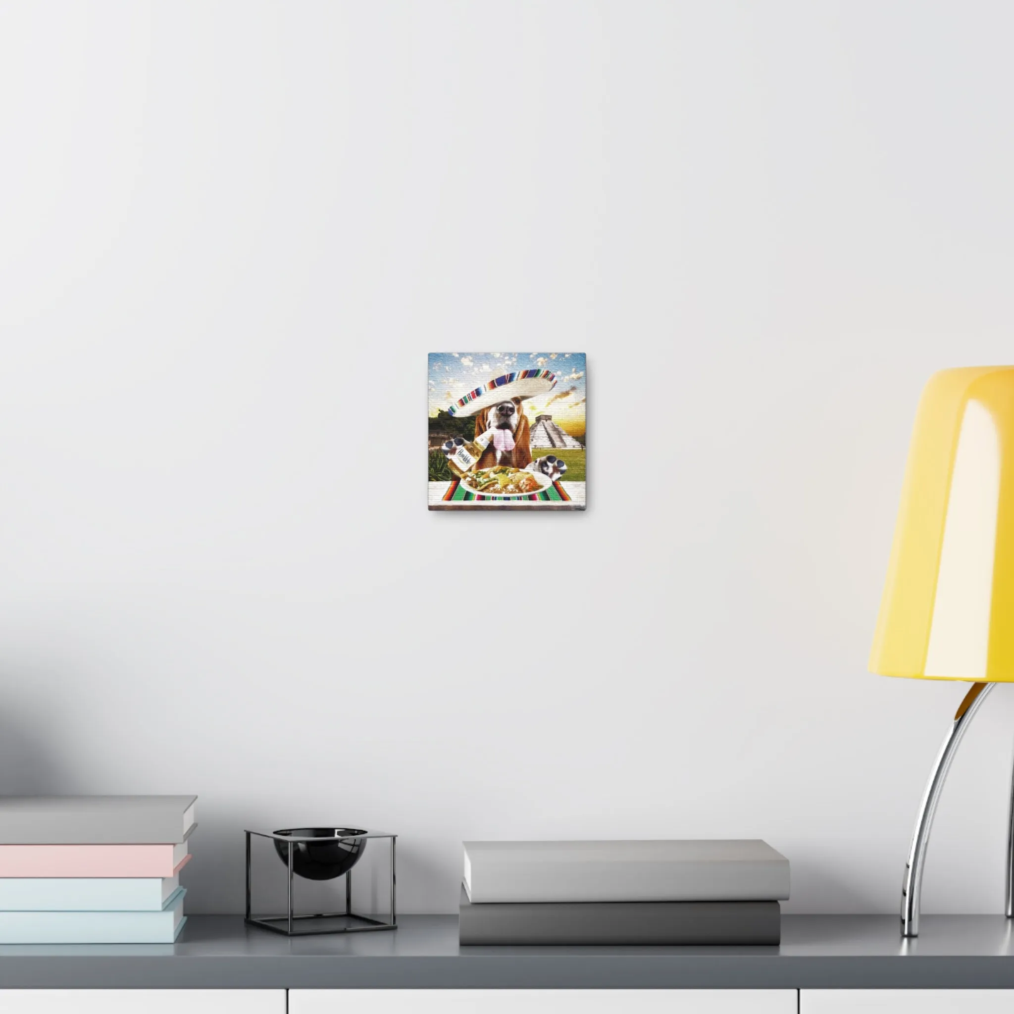 Hound Drinking Cerveza & Eating Mexican Food - Canvas Gallery Wraps