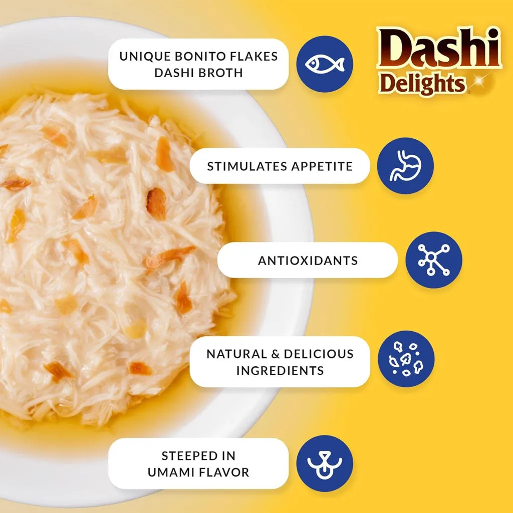 Inaba Dashi Delights Chicken with Tuna & Scallop Recipe in Broth Cat Food, 2.5-oz
