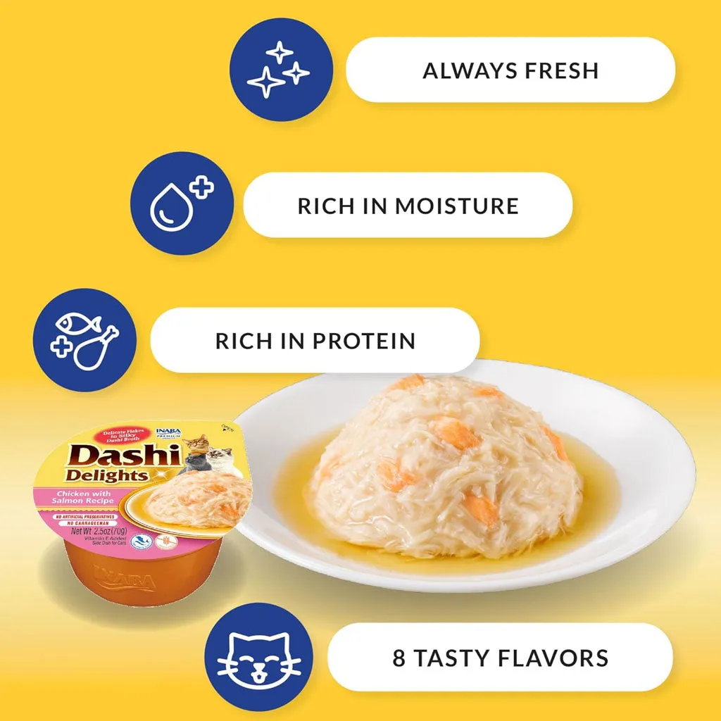 Inaba Dashi Delights Chicken with Tuna & Scallop Recipe in Broth Cat Food, 2.5-oz
