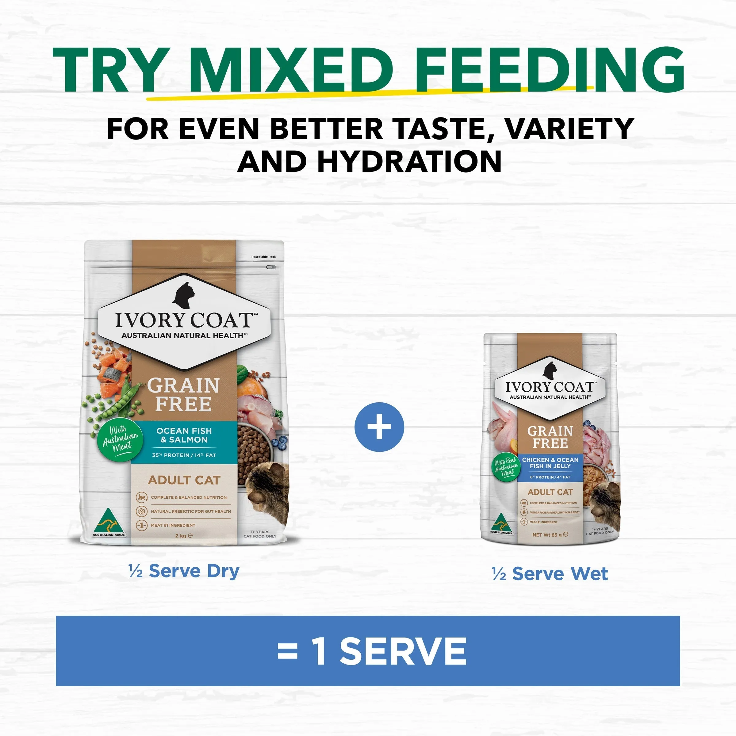 Ivory Coat Grain Free Chicken and Ocean Fish in Jelly Adult Cat Wet Food 85g x 12^^^