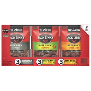 Jack Link's Bold Flavor Variety Beef Jerky, 9 Ct, 1.5 oz package, 11.25 oz net