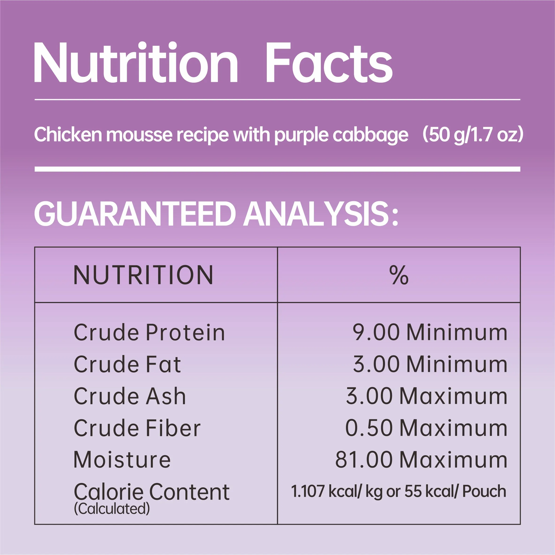Michu Rainbow Mousse Chicken With Purple Cabbage Flavour Cat Wet Food 50g x 10