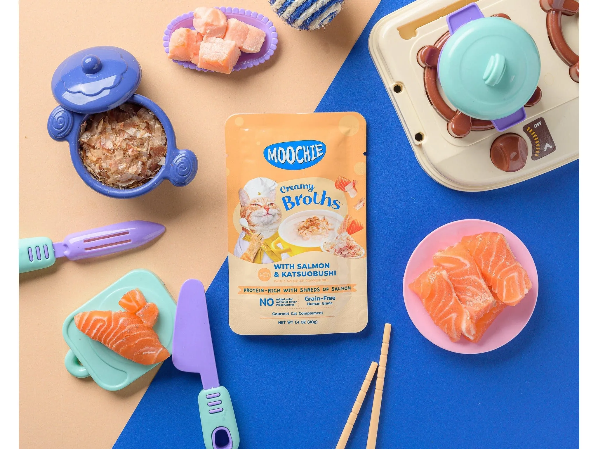 Moochie Broth Tuna & Salmon 16x40g Pouchs
