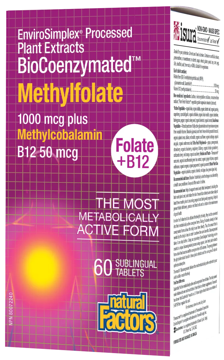 Natural Factors Methylfolate 1000 mcg Plus Methyl B12 50 mcg (60 Tablets)