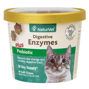 NaturVet® Digestive Enzymes with Prebiotics & Probiotics Soft Chews for Cats (60 ct)