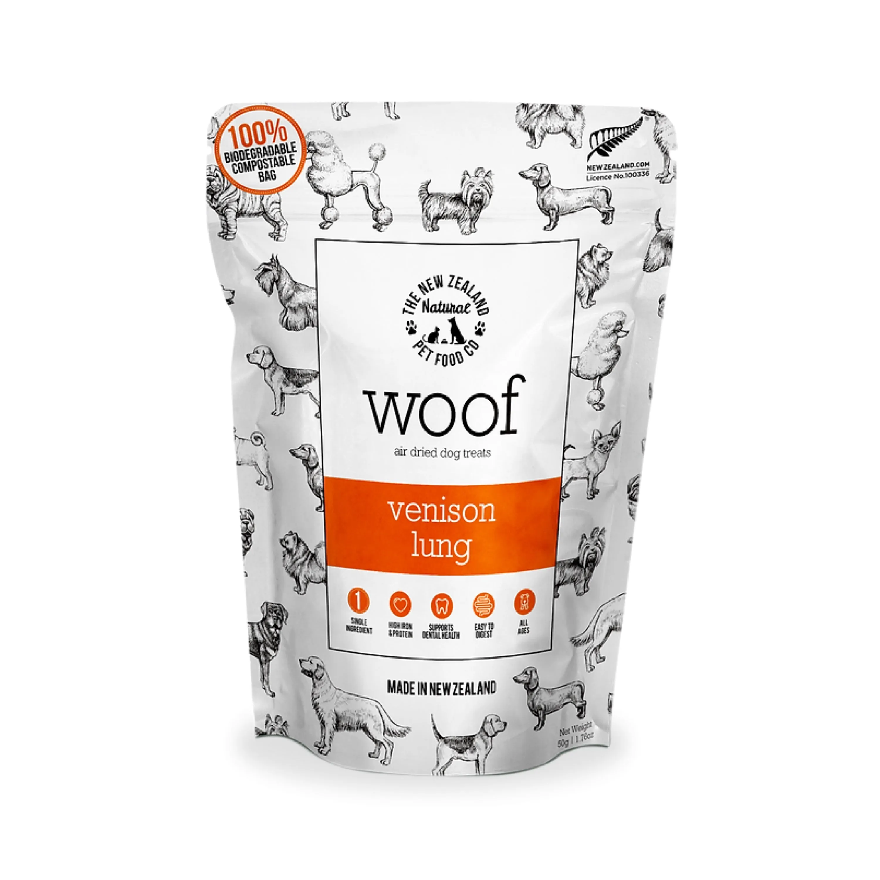 New Zealand Natural Woof Venison Lung Treat 1.76oz