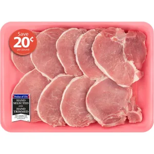Pork Center Cut Loin Chops Thin Bone-In Family Pack, 2.37 - 3.9 lb Tray