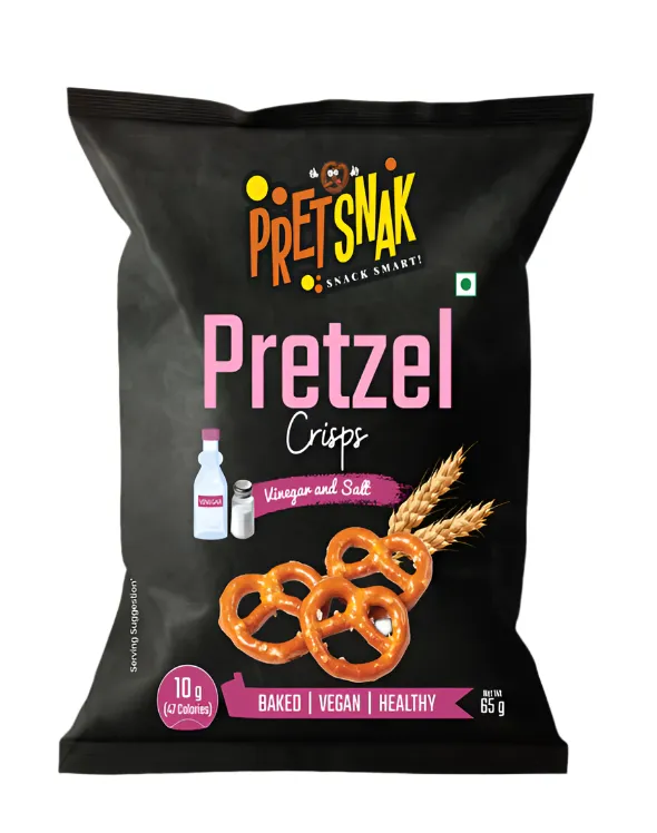 Pretsnak Pretzel Crisps Salt and Vinegar – Flavorful Crunchy Snack 65g