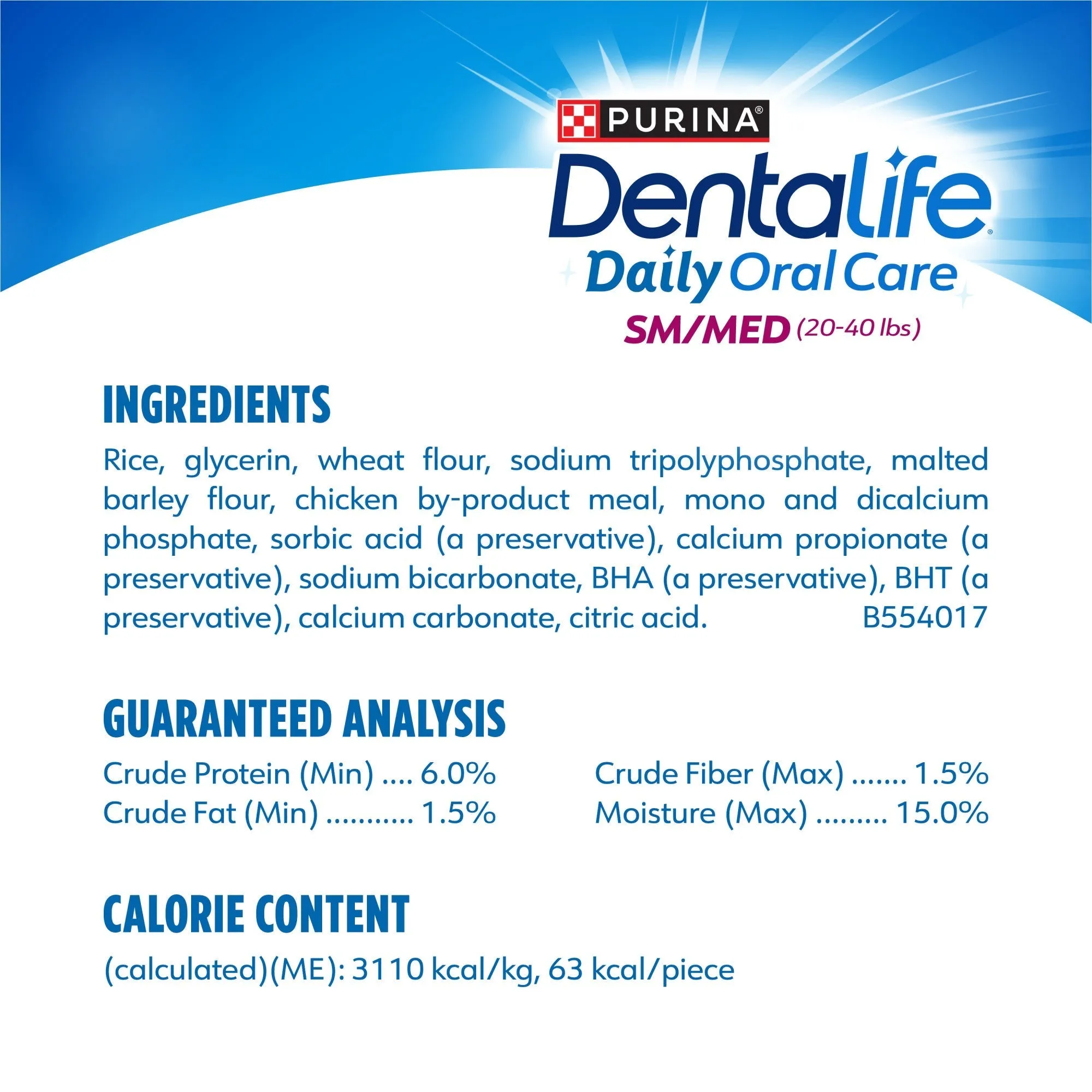 Purina Dentalife Daily Oral Care Chicken Flavor Small/Medium Breed Dog Dental Chews – 2 x 35.7 oz Packs - (94 chews)