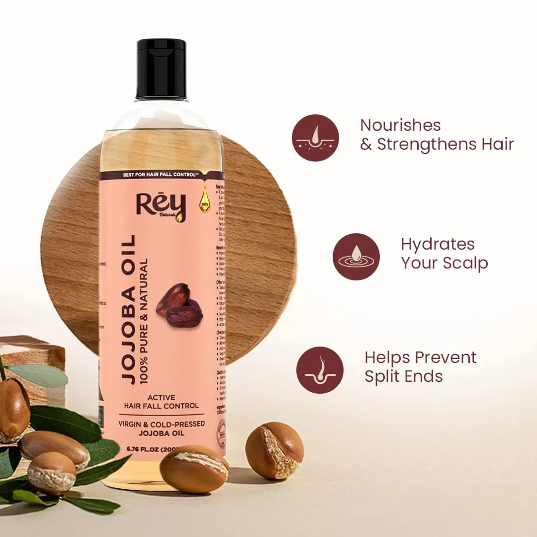Rey Naturals Castor Oil (Arandi Oil) - Premium Cold Pressed for Hair & Skin Care - 200ml (Castor & Jojoba oil (200 ml   200 ml))
