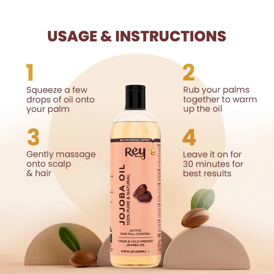 Rey Naturals Castor Oil (Arandi Oil) - Premium Cold Pressed for Hair & Skin Care - 200ml (Castor & Jojoba oil (200 ml   200 ml))