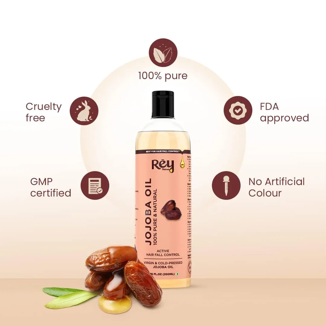 Rey Naturals Castor Oil (Arandi Oil) - Premium Cold Pressed for Hair & Skin Care - 200ml (Castor & Jojoba oil (200 ml   200 ml))