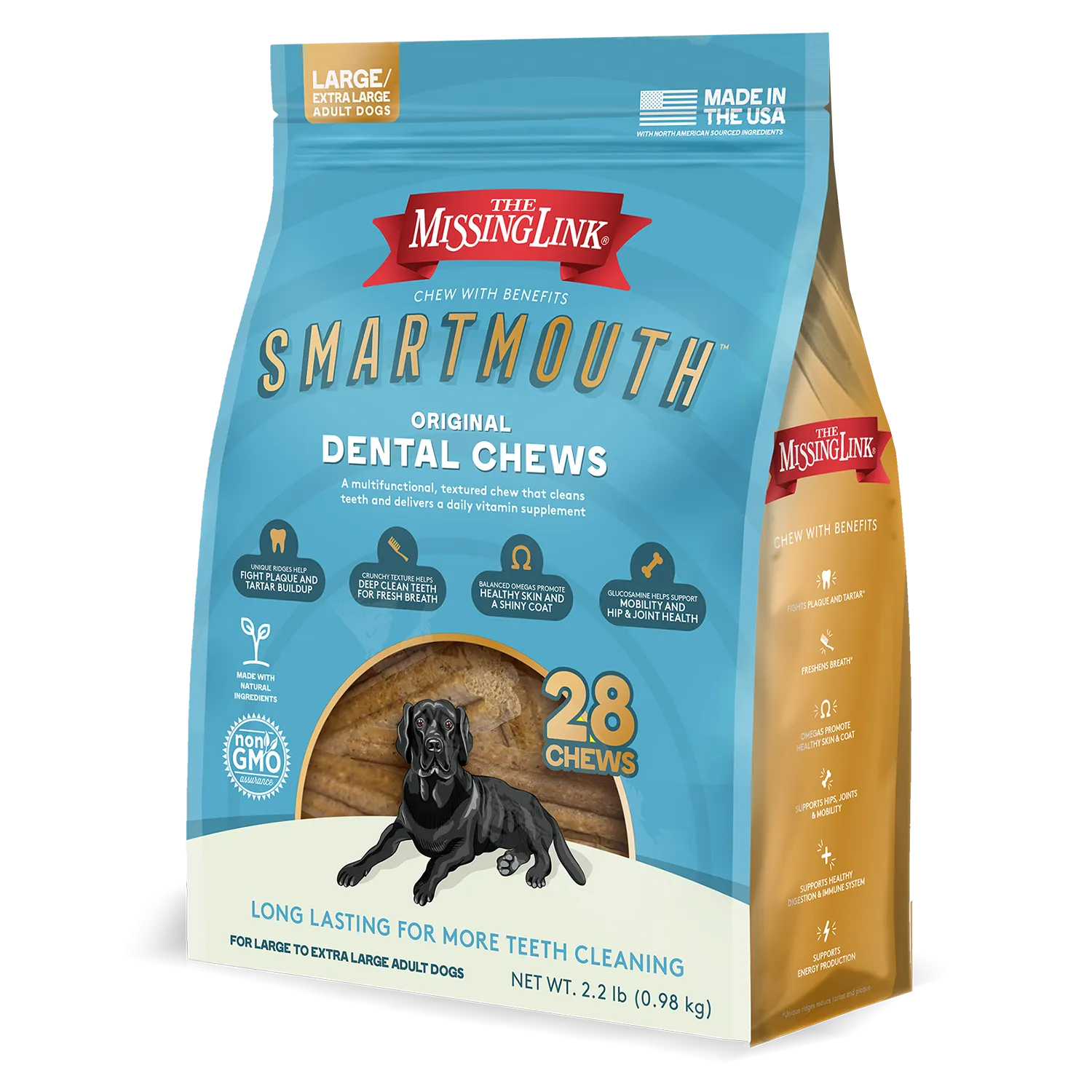 The Missing Link Smartmouth™ Dental Chews for Large/Extra Large Dogs 28 Count