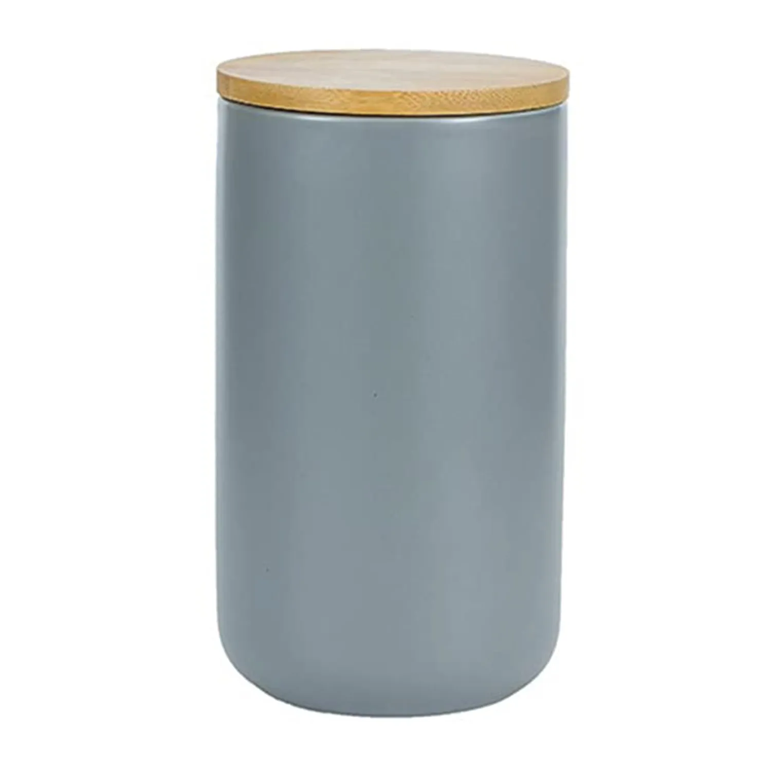 Urbane Home Ceramic Jar | Food Storage Jar | Kitchen Storage Jar | Round Jar for Home | Sugar Storage Jar | Airtight Bamboo Lid | YX07-L-GY | 1000 ML | Gray