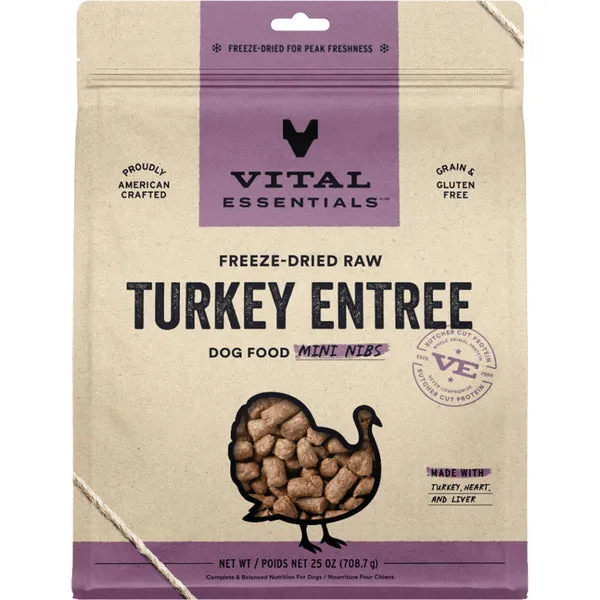 Vital Essentials Freeze Dried Raw Turkey Entree Mini Nibs 25OZ