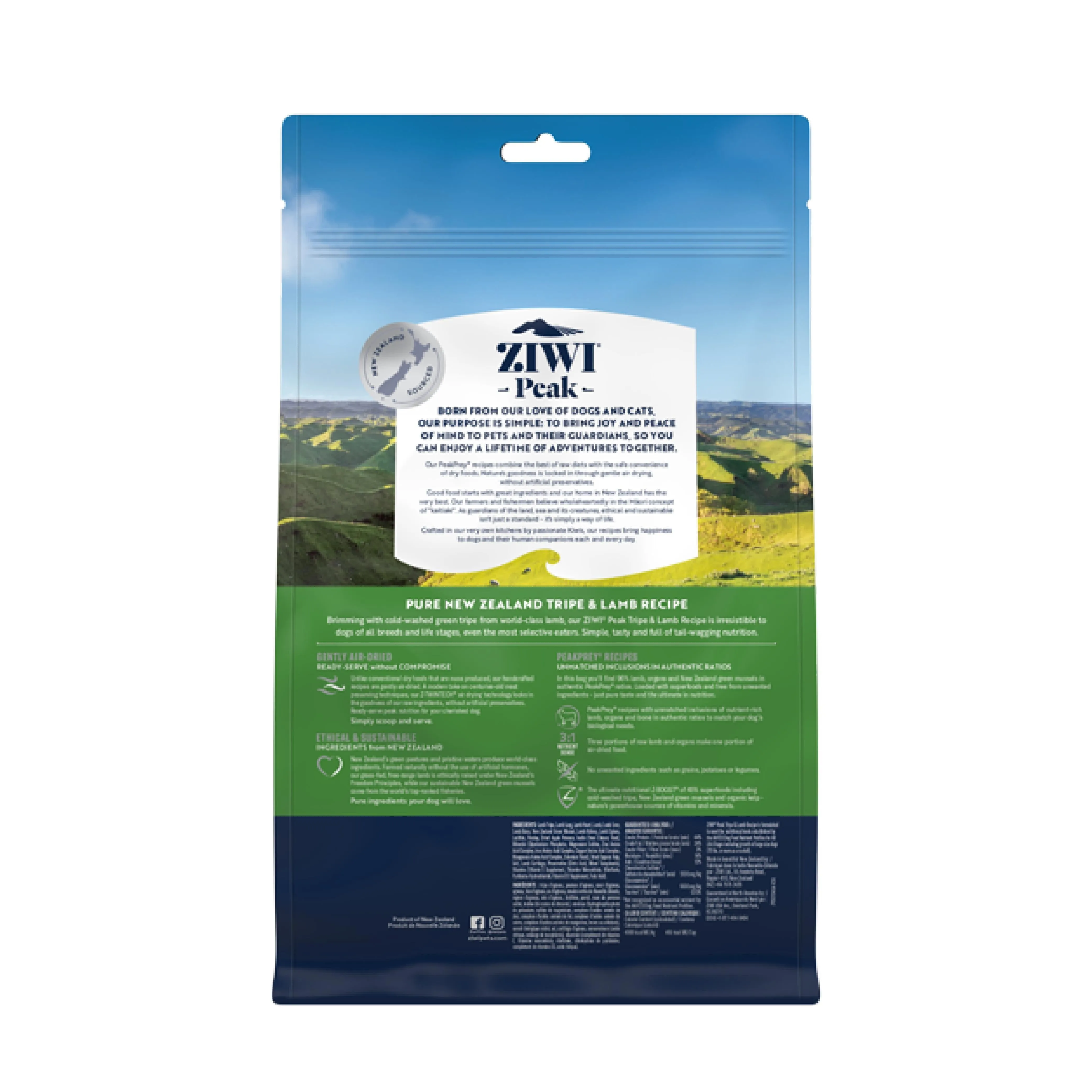ZIWI Peak Air Dried Tripe and Lamb Recipe Dog Food 454g